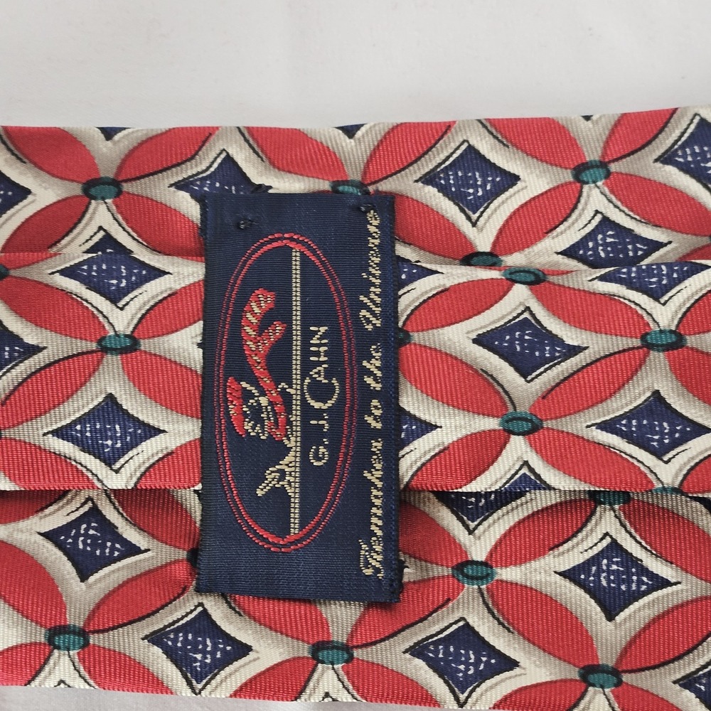 G.J. Cahn men's tie red/blue patterned 100% silk